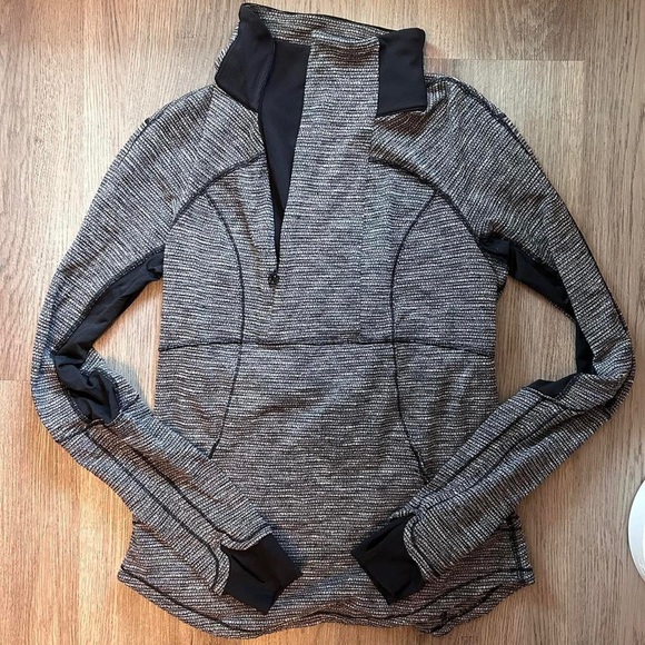 lululemon heather grey / black quarter zip size 8 - Picture 1 of 1